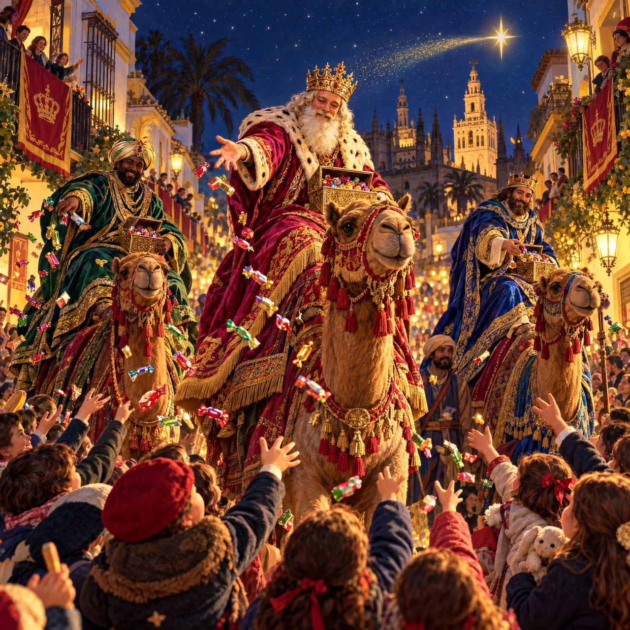 Cabalgata de Reyes Magos: los tres reyes, caramelos y noche de Epifanía