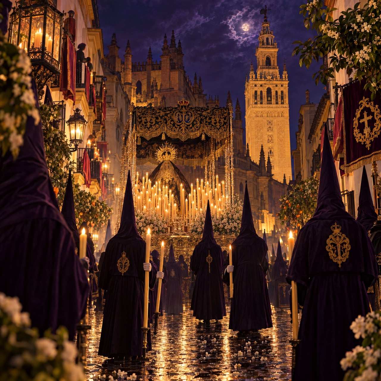 Jueves Santo: procesión silenciosa, capirotes y velas en adoquines